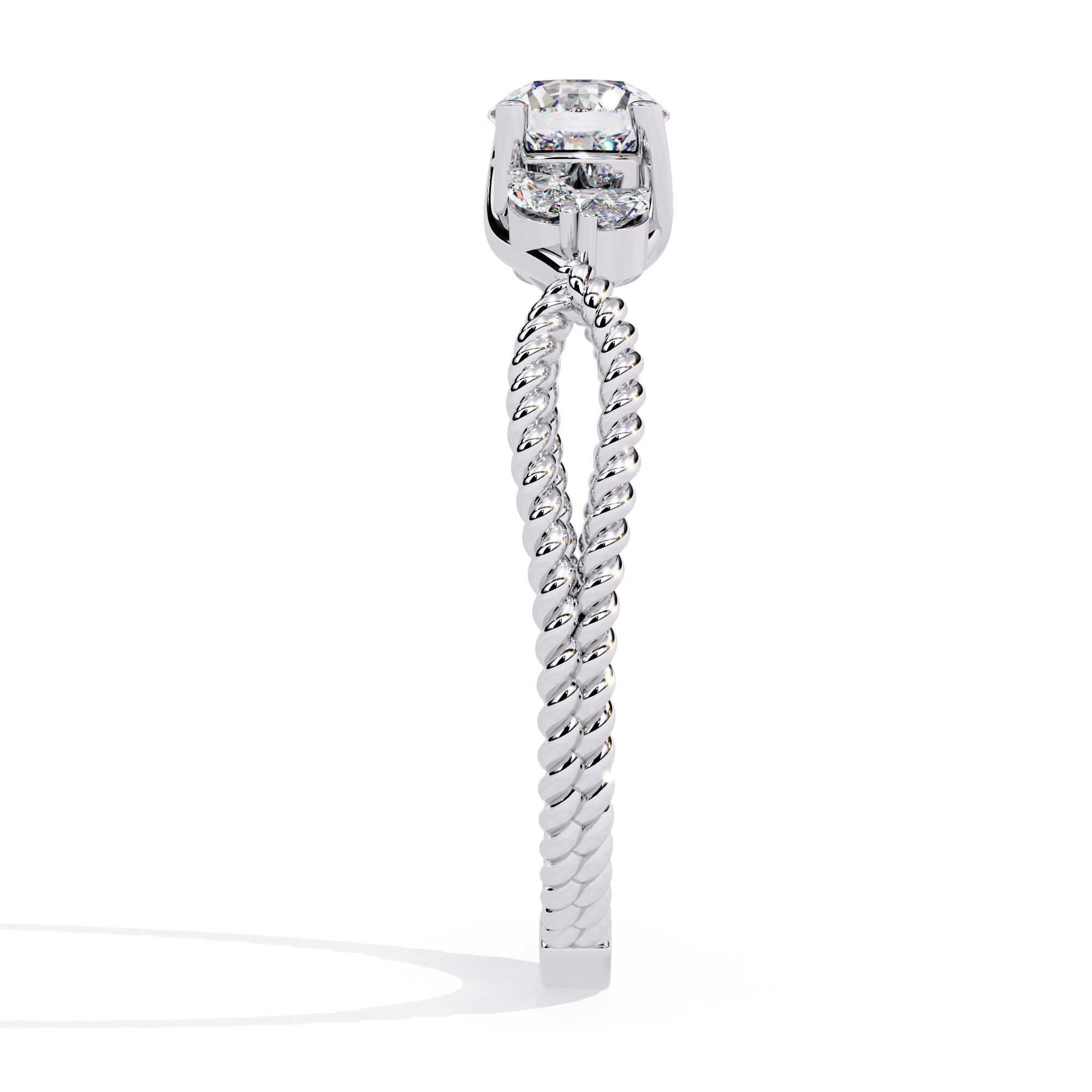 Solitairekart-0.44 CT Lab Grown Diamond Twisted Band Engagement Ring in 14K Gold